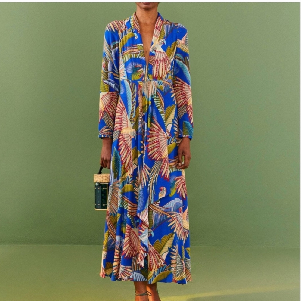 FARM Rio‼️‼️ Blue Macaw Flight Maxi Dress. New without tags.